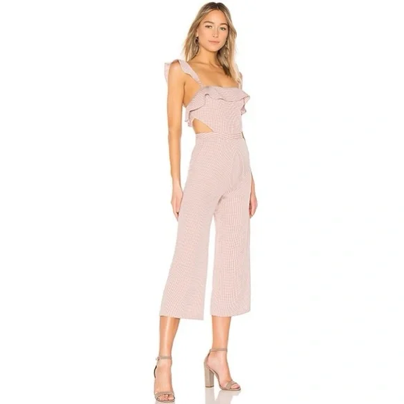 NWOT Ale by Alessandra x REVOLVE Denia Gingham Pink Ruffle Jumpsuit in Mauve XS - Picture 2 of 7